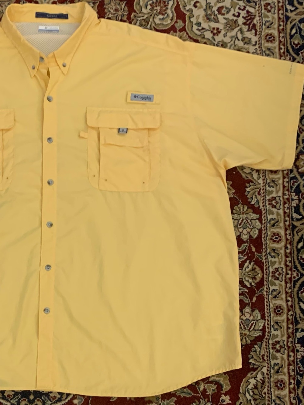 NWOT COLUMBIA SS Gold “Bahama” PFG Omni-Shade Polyester Summer Sports Shirt